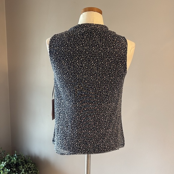 Halogen Women's Sleeveless Top / shell cowl neck mesh overlay stretchy navy wht - Picture 6 of 11